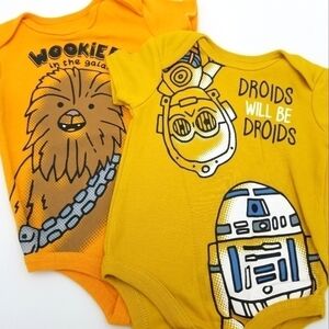 Star Wars Droid Wookie Bodysuit Onesie Set 3-6m